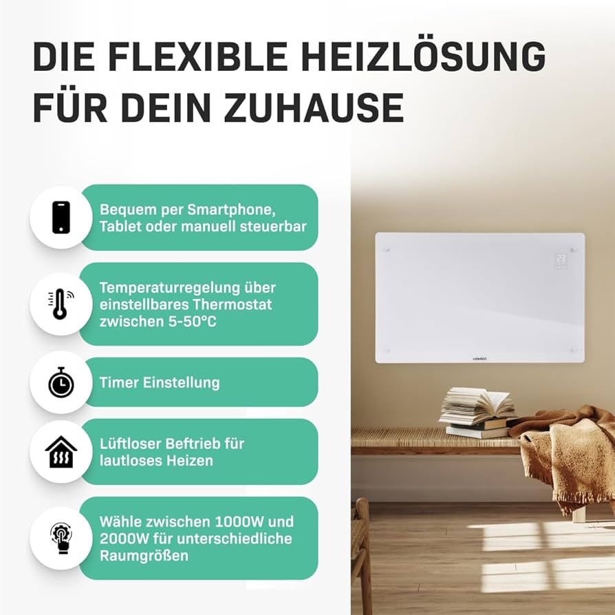 VONROC Elektroheizung 2000 W Konvektor – Image 3