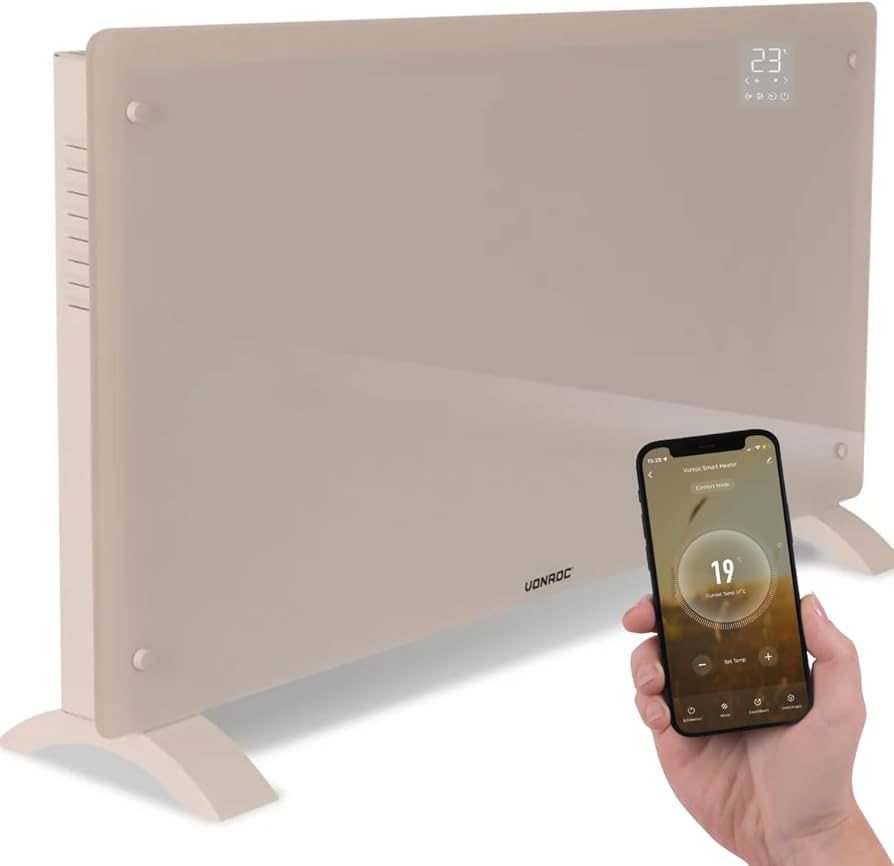 VONROC Elektroheizung 2000 W Konvektor Beige